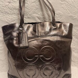 Coach Julian Op Art Leather Tote Handbag